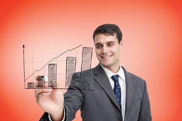 Poster - Composite image of businessman drawing graph