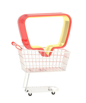 Empty text bubble in a shopping cart