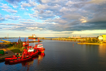 Wall Mural - Panoramic view of the port in Gdansk, Poland.