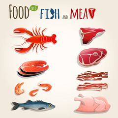 Poster - Fish and meat set