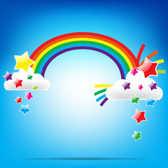 Rainbow and colorful star