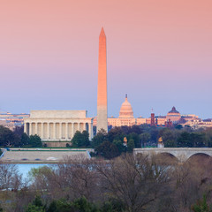 Fototapete - Washington DC skyline  Lincoln Memorial, Washington Monument and