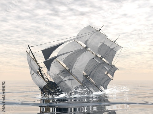 Naklejka na kafelki Old ship sinking - 3D render