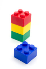 blocks , Plastic building blocks on white background