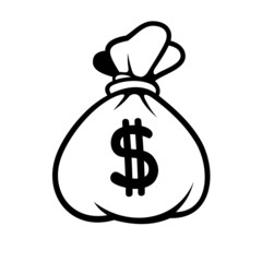 Dollar Money Icon with Bag. Vector.