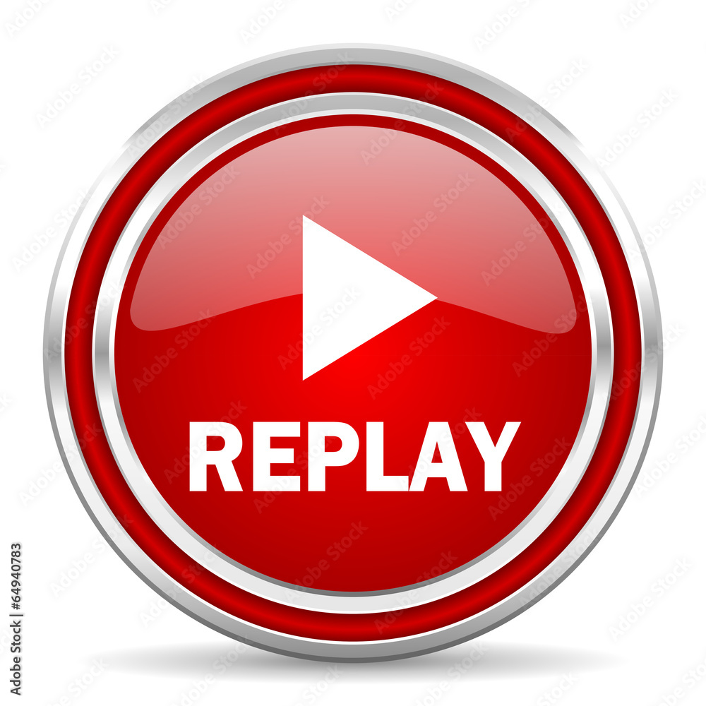 replay red glossy icon Stock Illustration | Adobe Stock