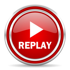 Poster - replay red glossy icon