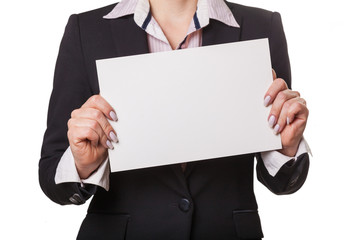 businesswoman showing blank