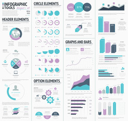 Aufkleber - Huge infographic vector elements designers set