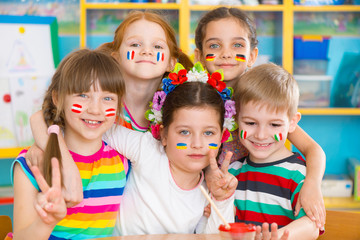 Happy children in language camp