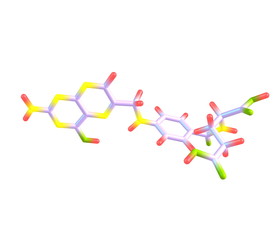 Sticker - Folic acid (vitamin M, vitamin B9) molecular structure on white