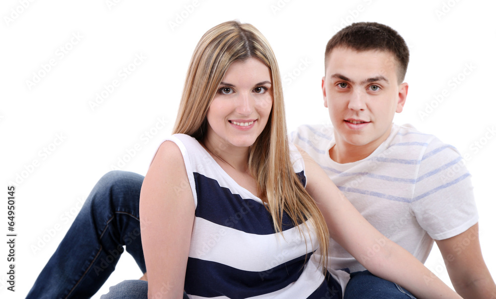 Loving couple isolated on white
