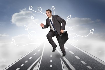 Poster - Composite image of cheerful businessman in a hurry