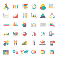 36 icons Infographics Data analysis on white background