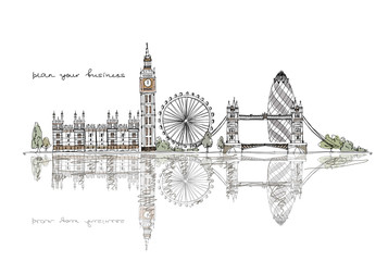 Wall Mural - London, sketch collection