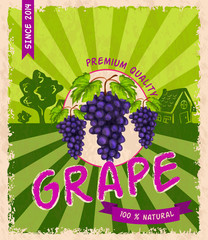 Canvas Print - Grape retro poster