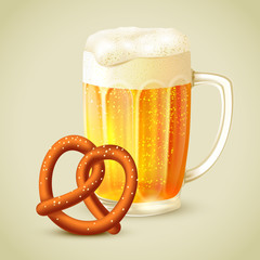 Canvas Print - Mug of beer pretzel emblem