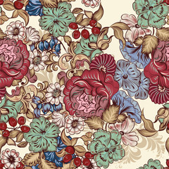 Floral seamless wallpaper pattern with flowers