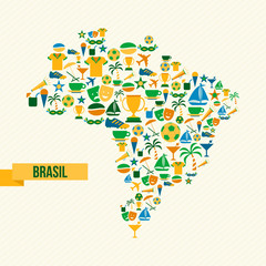 Poster - Soccer icons Brazil map