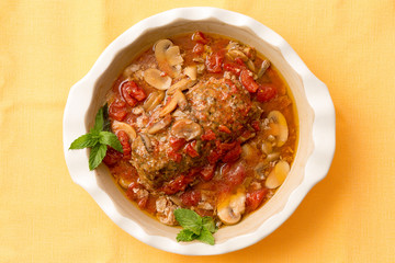 Delicious savory meatloaf in a casserole