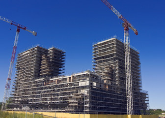 Scaffolding on a construction site of a new building