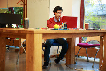 Poster - Young asian man using laptop