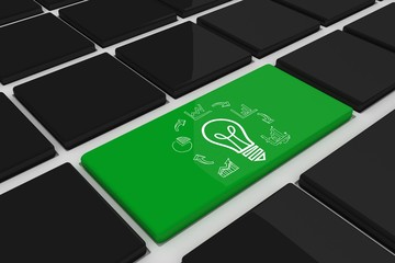 Poster - Composite image of idea and innovation graphic on key