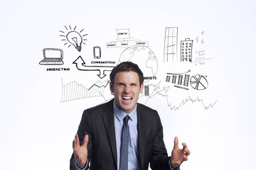 Poster - Composite image of stressed businessman gesturing