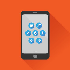 Smartphone flat design vector with icon set