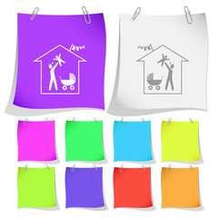 Poster - Family home. Vector note papers.