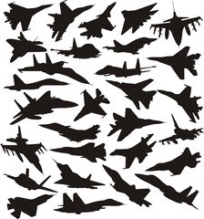 Wall Mural - military combat airplane silhoettes set