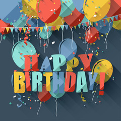 Colorful birthday background in flat design style