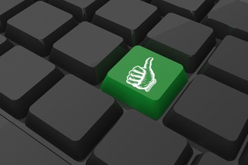 Poster - Composite image of thumbs up on key