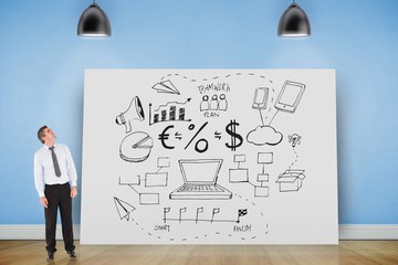 Poster - Composite image of businessman looking up