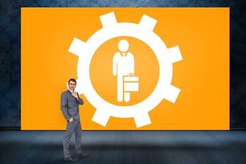 Poster - Composite image of thinking businessman