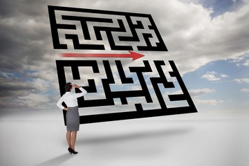 Poster - Composite image of businesswoman scratching her head