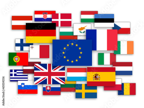 Poster EU Jigsaw (member states flags 28 France Germany UK)