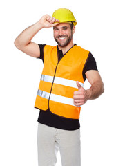 Wall Mural - Portrait of smiling worker in a reflective vest