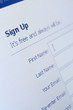 Close up view of sign up form
