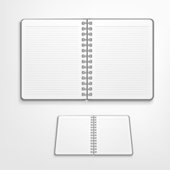 Sticker - open lined notebook on white background