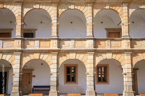 Fotografia, Obraz Arcades in castle in Moravska Trebova, Czech Republic.