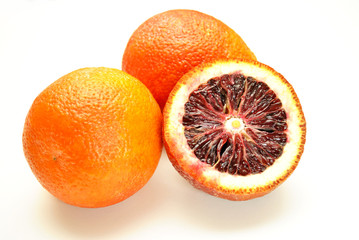 Blood Oranges Isolated Over a White Background