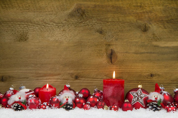 Fototapete - Weihnachtlicher Hintergrund mit Holz in Rot und Weiß