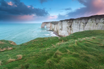 Wall Mural - beautiful sunrise over cliffs in Atlantic ocean