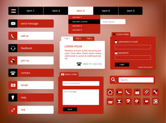 Wall Mural - modern black and red web ui elements