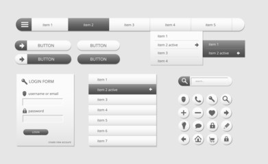 modern black and white web ui elements