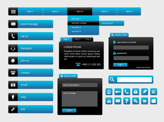 Wall Mural - modern black and blue web ui elements