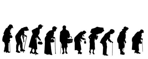 Wall Mural - Vector silhouette of old people.