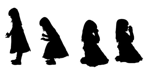 Poster - Vector silhouette of girl.