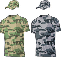 Wall Mural - Military Shirts and caps templates. Vector